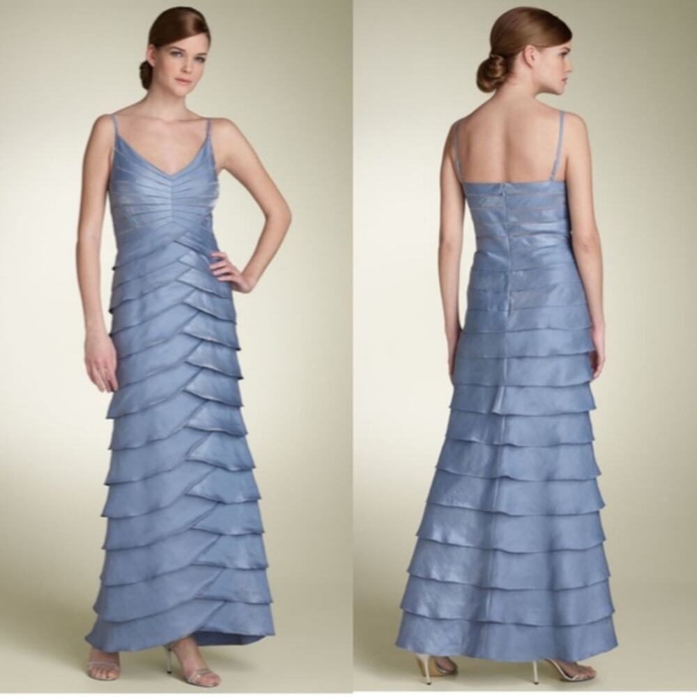 Adrianna Papell Blue Tiered Maxi Dress